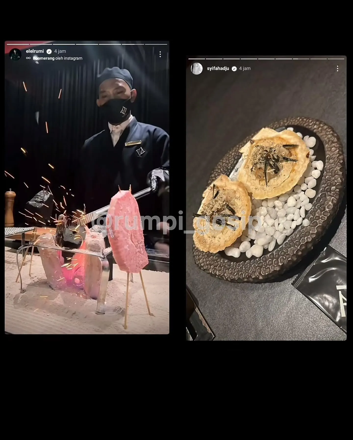 Potret El Rumi dan Syifa Hadju diduga dinner bareng (credit: Instagran.com/rumpi_gosip)
