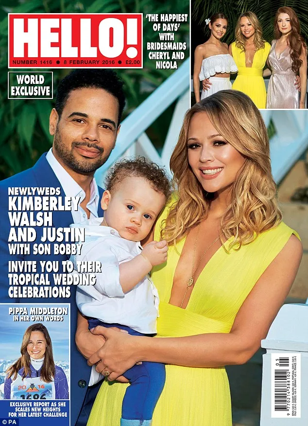 Kimberley Walsh dan Justin Scott secara eksklusif mengungkap perkawinan mereka di satu majalah. ©Hello!