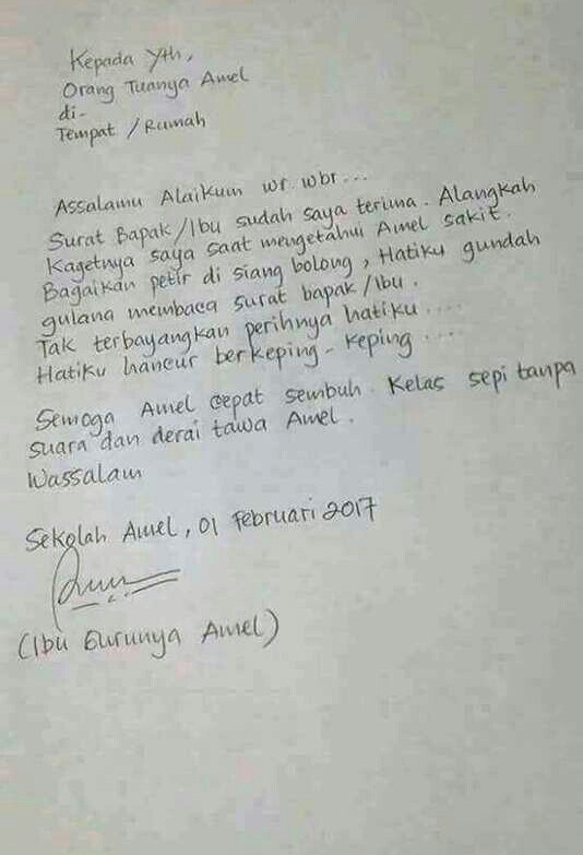 Begini Balasan Surat Ibu Guru Amel, Bagai Petir di Siang 