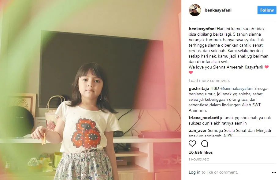 Ucapan Ben untuk Sienna / Credit: @benkasyafani