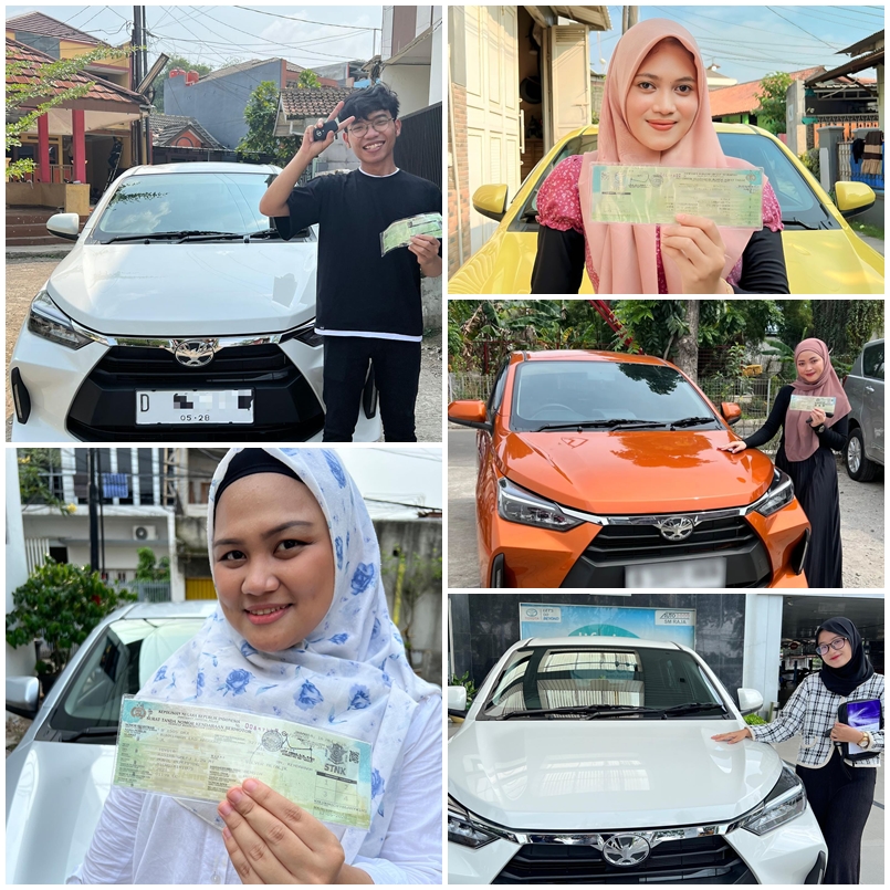 Foto-foto pemenang dengan hadiah mobil dan surat-surat resmi