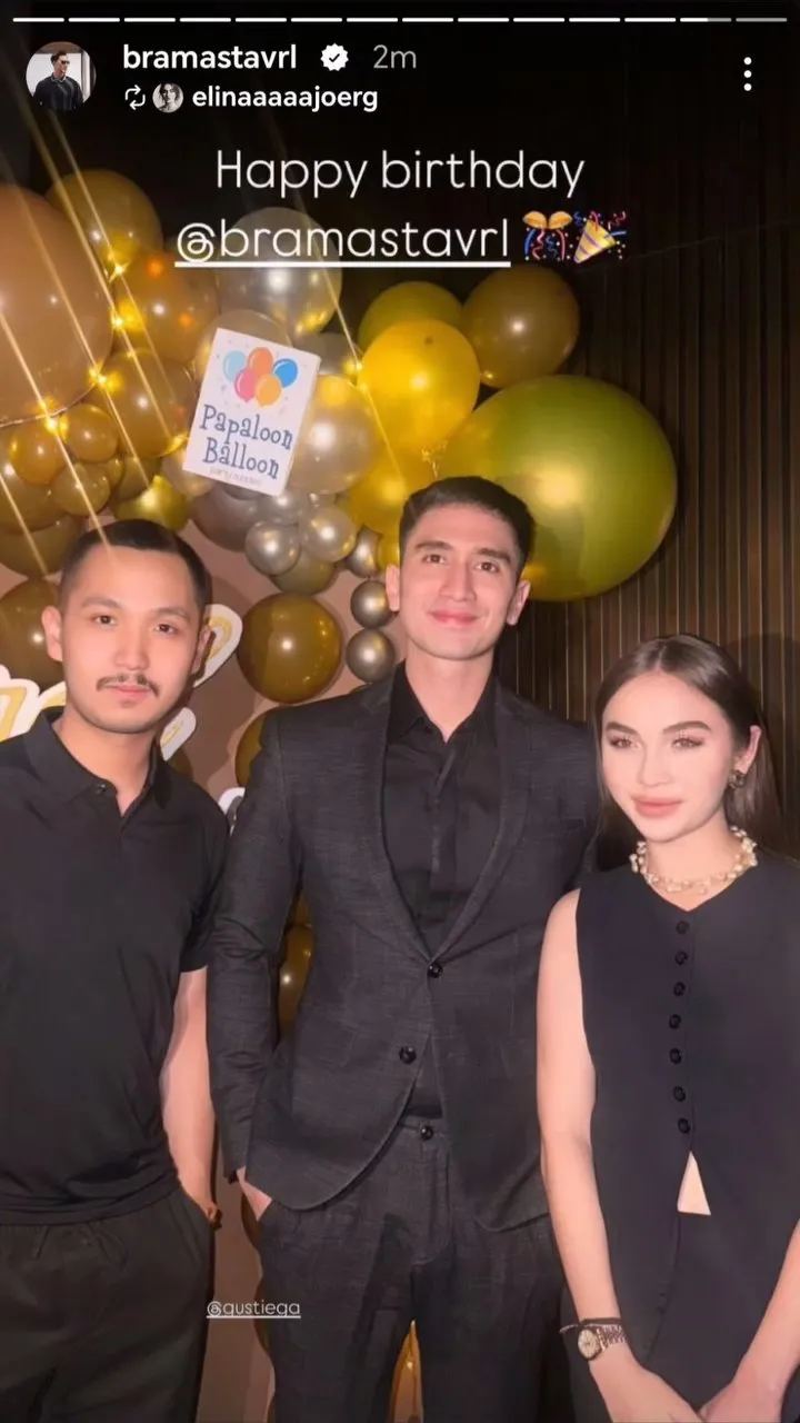 Potret Elina Joerg di acara ulang tahun Verrell Bramasta (credit: Instagram.com/bramastavrl)