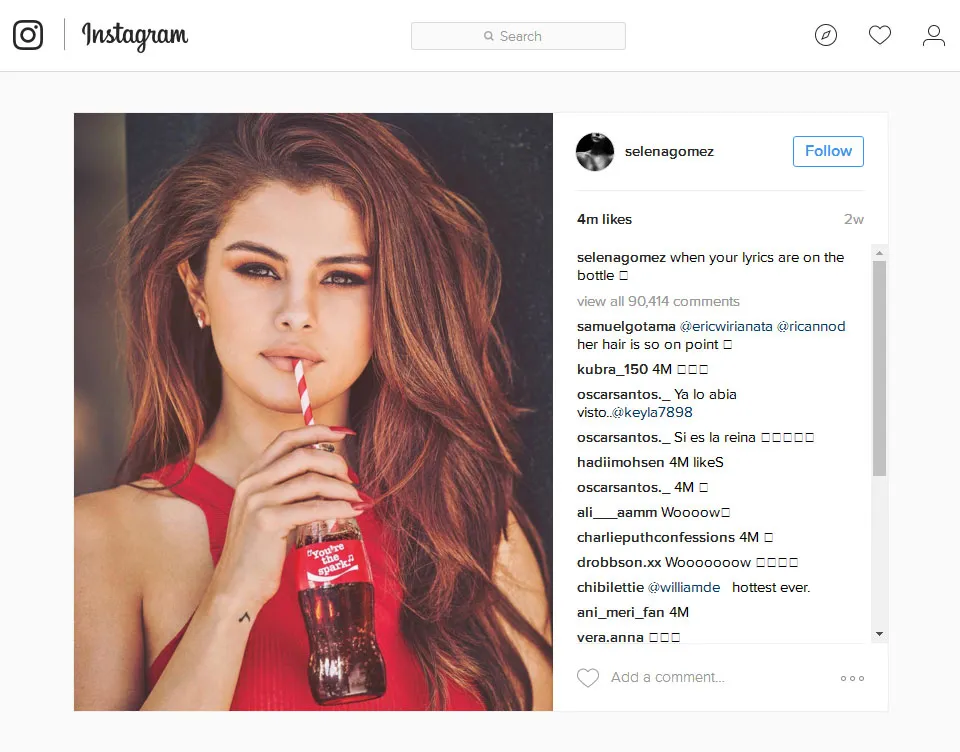 Fans dan foto inilah yang membuat Selena Gomez meraih gelar 'The Most Liked' di Instagram © instagram.com/selenagomez