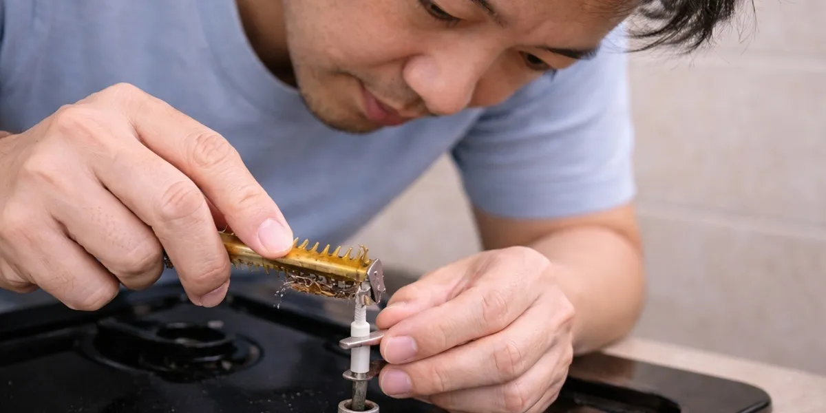 Membersihkan Ujung Pemantik dari Kotoran (c) Ilustrasi AI