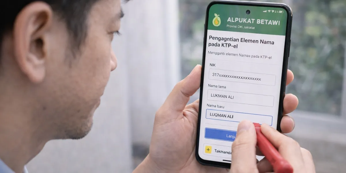 1. Cara Memperbaiki Nama KTP yang Salah Secara Online Melalui Aplikasi Alpukat Betawi (Khusus Jakarta)(c) Ilustrasi AI