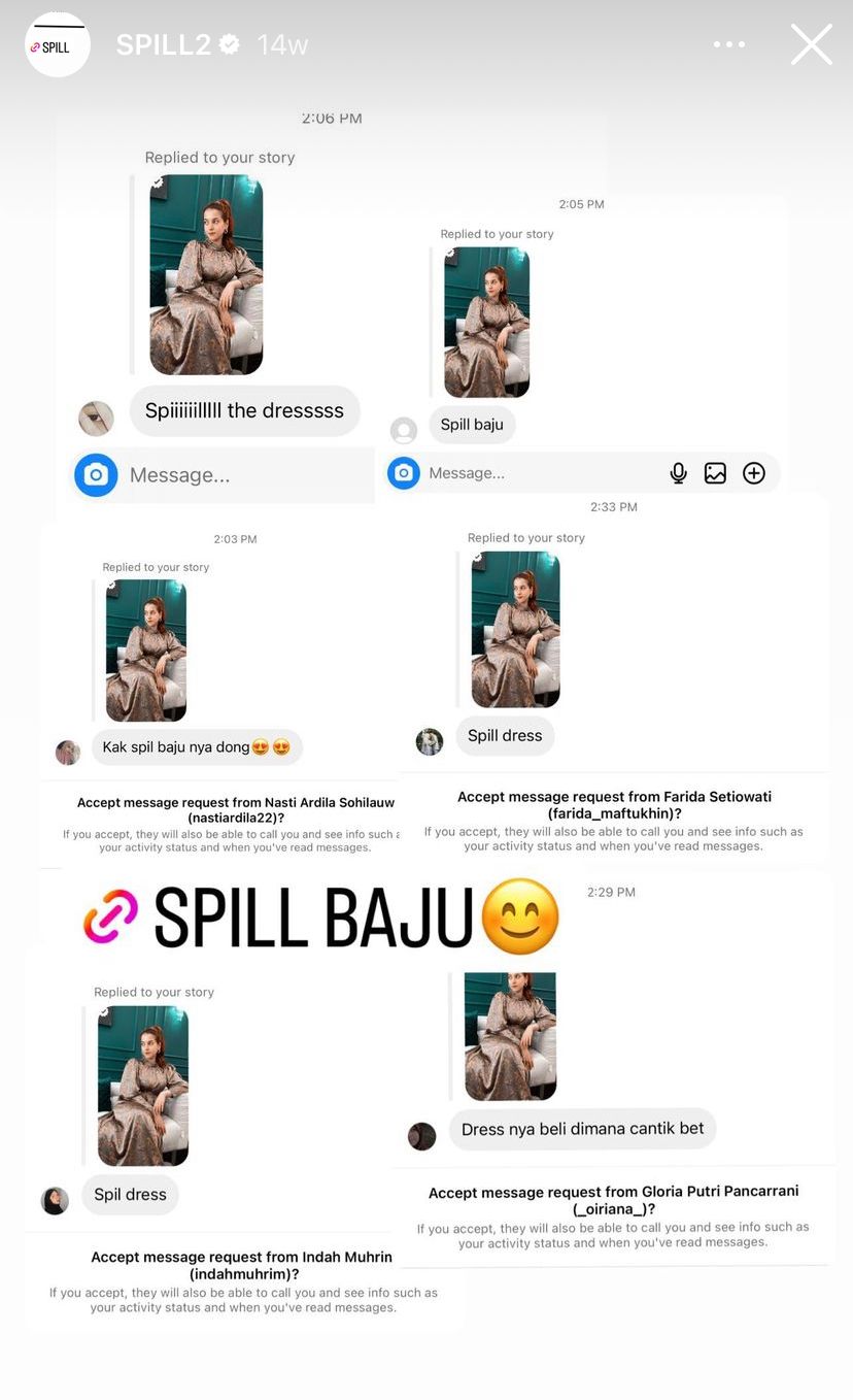 Salah satu spill produk di Instagram story @tasyafarasya