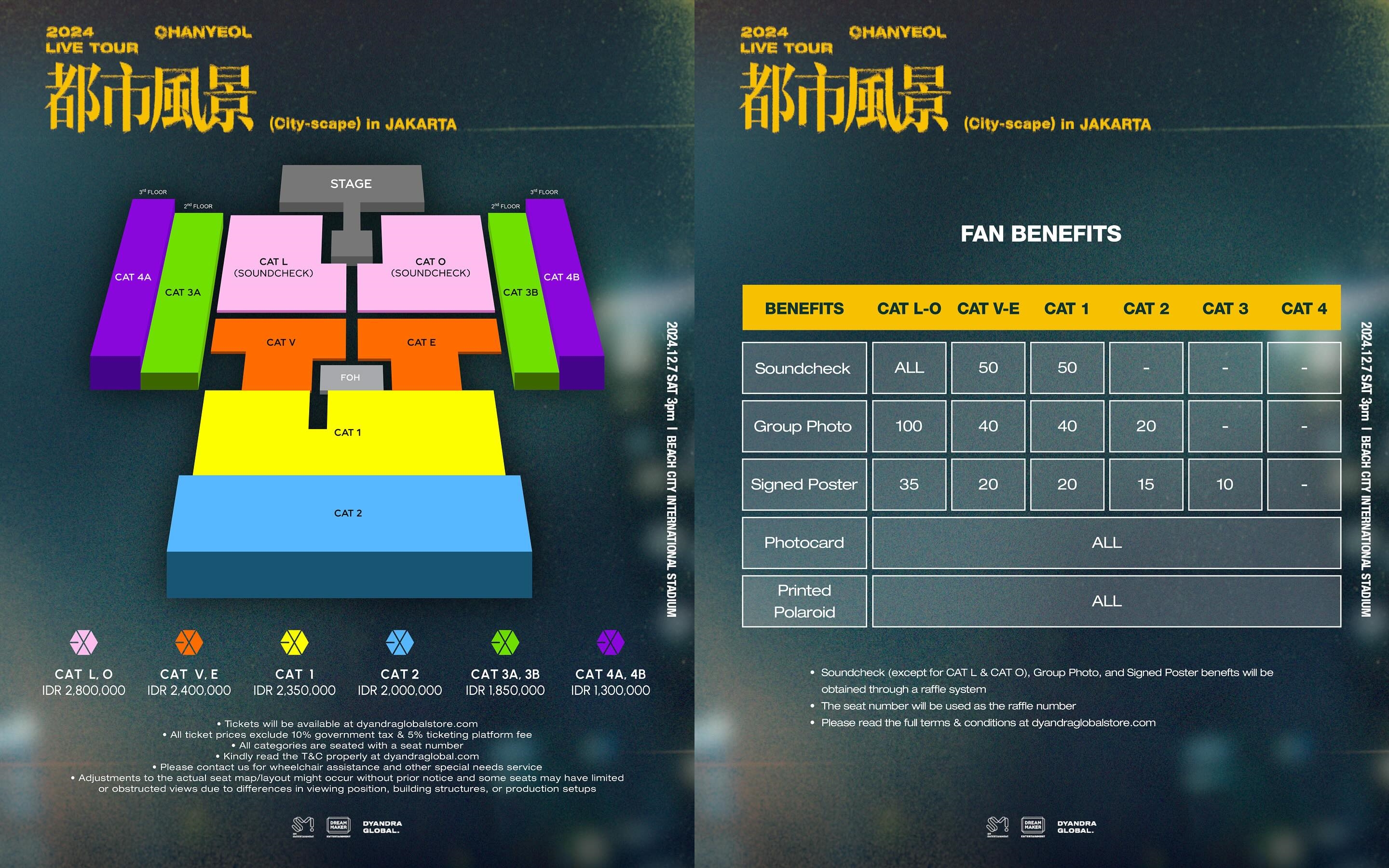 seat plan dan harga tiket konser Chanyeol EXO