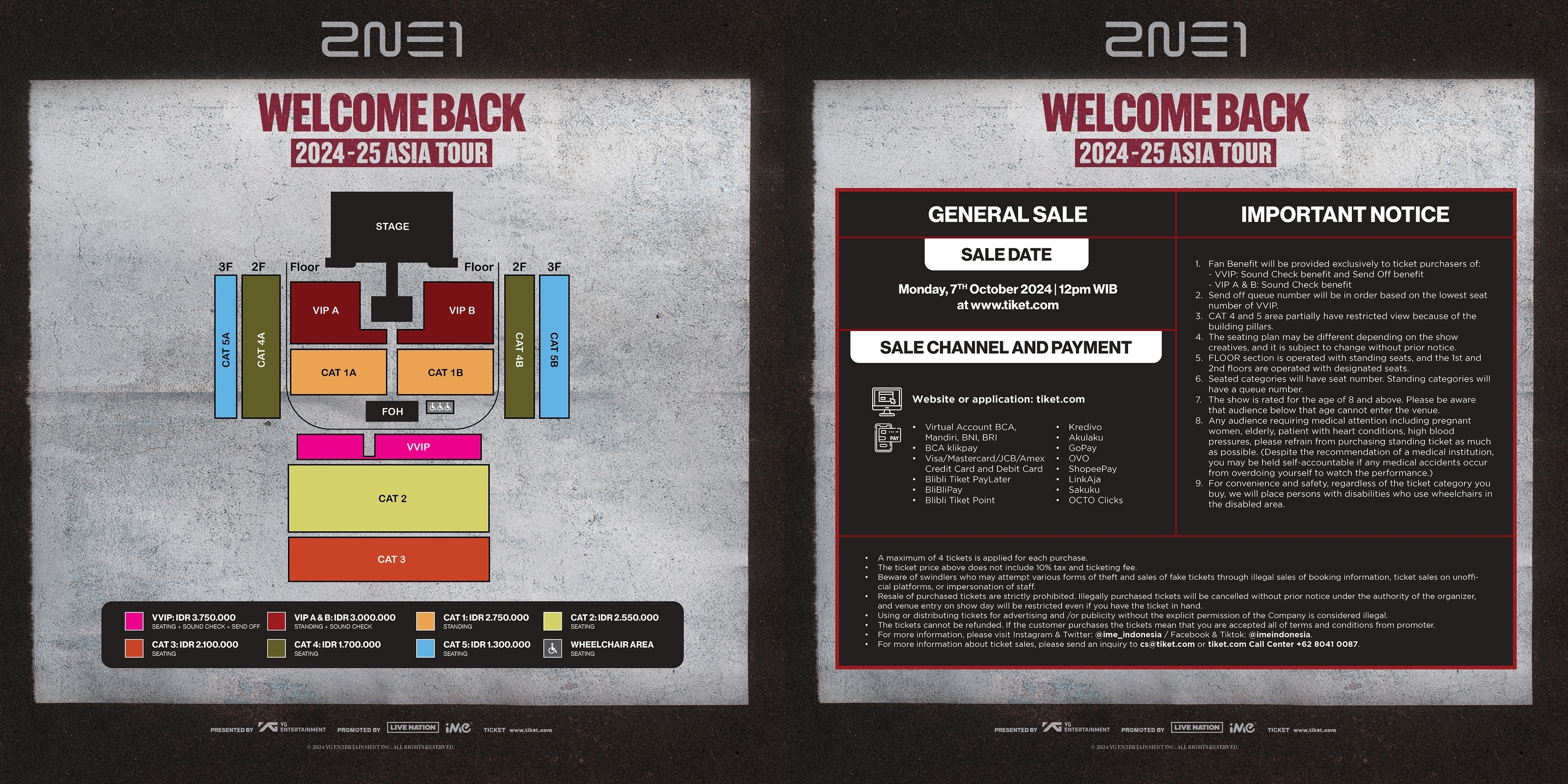 seat plan dan harga tiket konser 2NE1