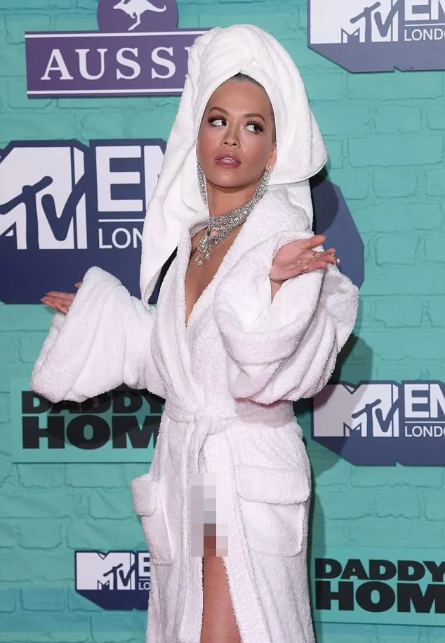 Rita Ora sebenarnya bukan mengenakan bathrobe biasa © dailymail.co.uk