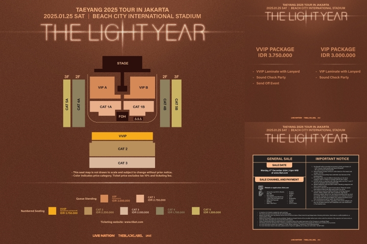 tickets and seat plan TAEYANG 2025 TOUR [THE LIGHT YEAR] IN JAKARTA