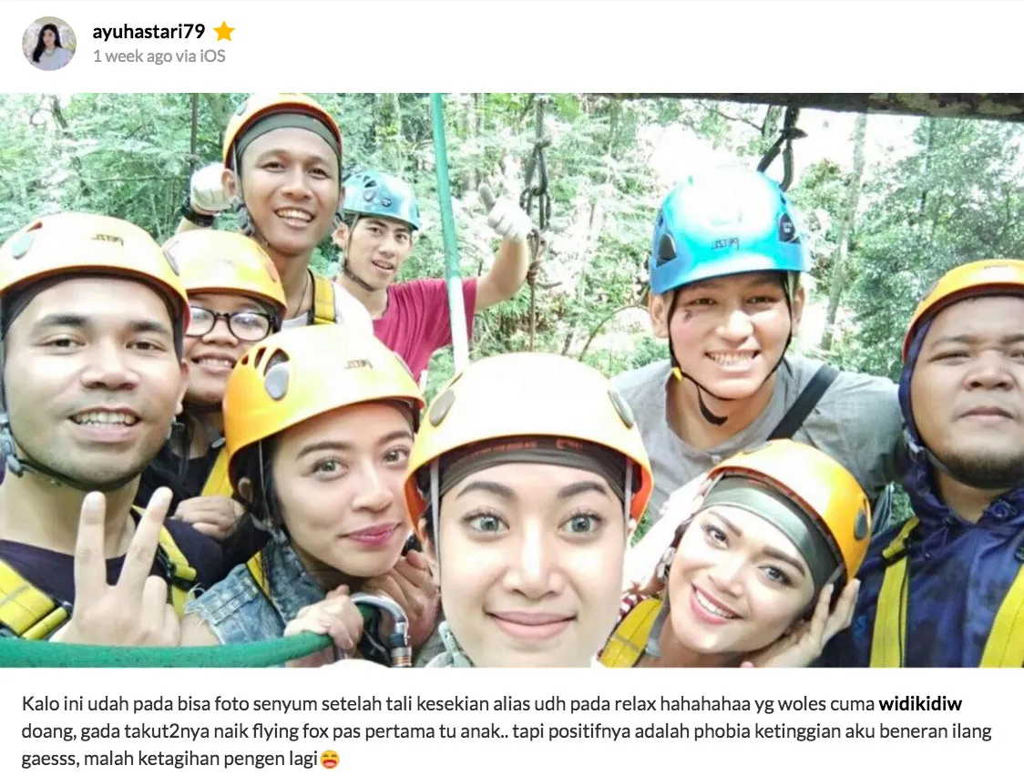Ayu Hastari kalahkan rasa takutnya dengan ketinggian © mig.me