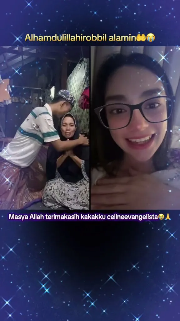 Momen Celine Evangelista beri hadiah umrah (credit: tiktok.com/Restu Emak)