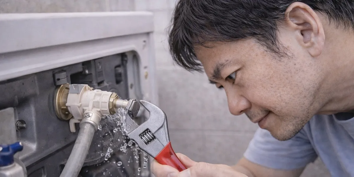 1. Memeriksa dan Memperbaiki Selang Masuk Air (Inlet)  (c) Ilustrasi AI