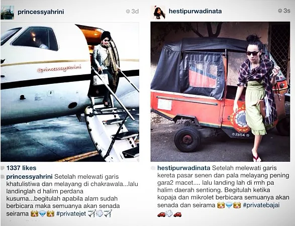 Jet Pribadi Syahrini Versus Bajaj Pribadi Hesti/Instagram©
