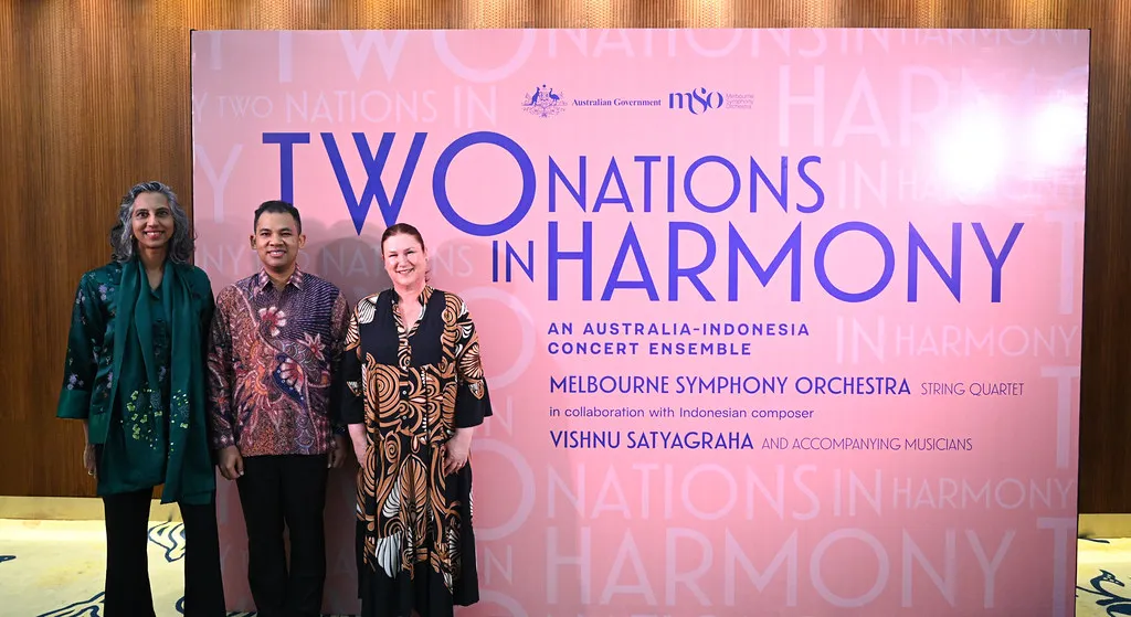 Gita Kamath, Vishnu Satyagraha, dan Suzanne Dembo. Foto: Kedutaan Besar Australia. 