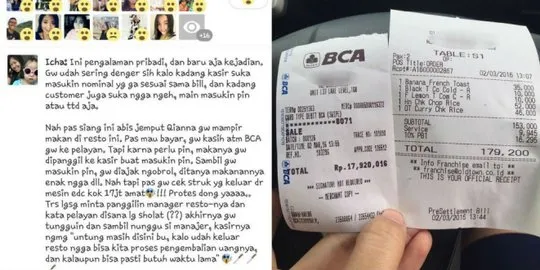 Icha, pengguna sosial media yang mengunggah tagihan Rp 17 juta saat makan siang © planet.merdeka.com