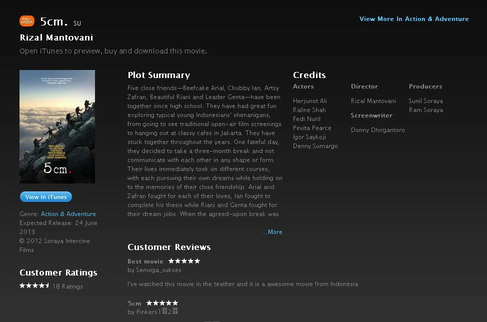 Tampilan laman 5CM di iTunes