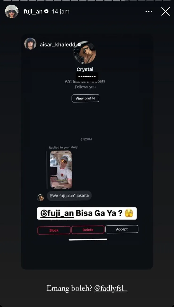 Fuji Balas Story di IG