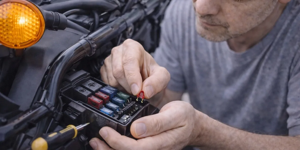 1. Cara Memperbaiki Lampu Sein Motor Mati Total dengan Memeriksa Sekring (c) Ilustrasi AI