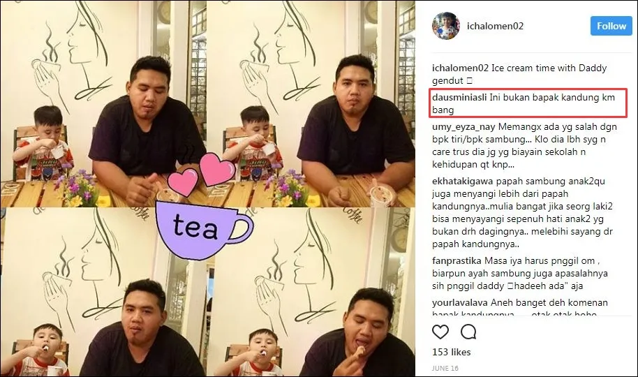 Daus tak cuma komen di 1 foto © Instagram/ichalomen02
