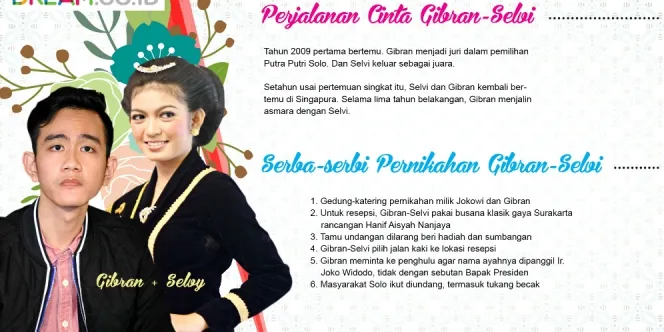 Perjalanan cinta dan serba-serbi pernikahan Gibran - Selvi. ©dream.co.id