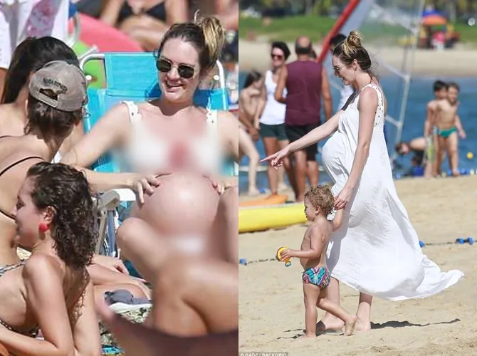 Candice bersenang-senang di Brazil sebelum melahirkan. © BACKGRID via dailymail