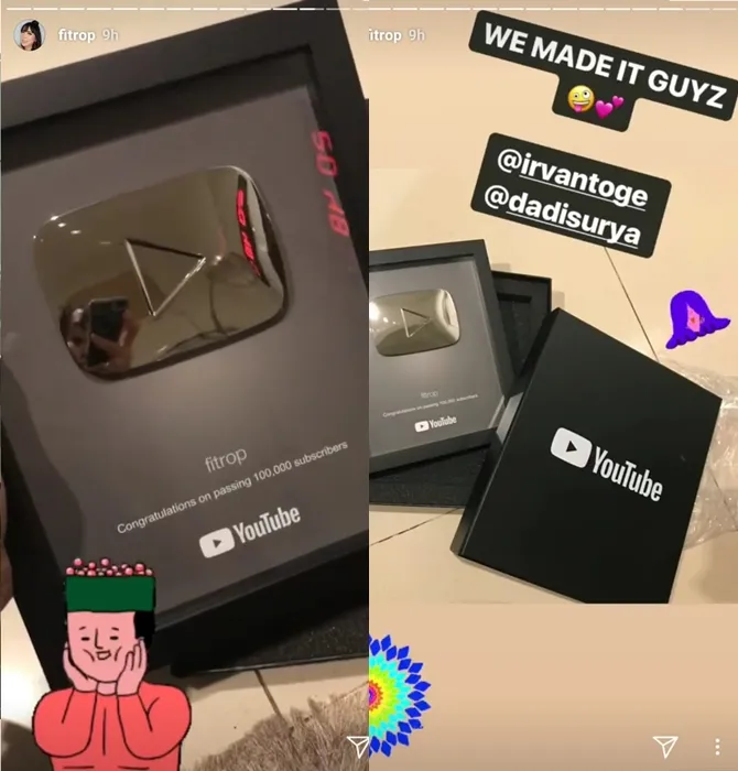 Penghargaan yang diraih Fitrop dan Toge. © Instagram.com/fitrop
