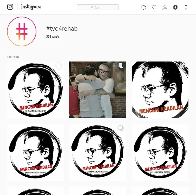 Hingga saat ini terdapat lebih dari 500 post dukungan untuk Tio. (Cr: instagram)