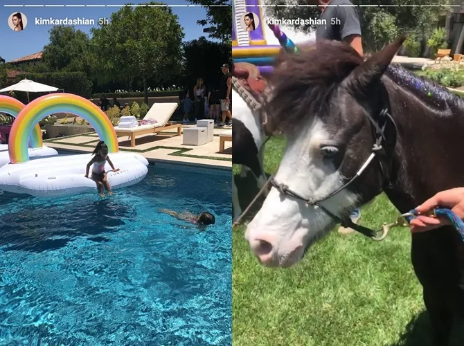 Real unicorn untuk acara pesta North & P. © Instagram.com/kimkardashian