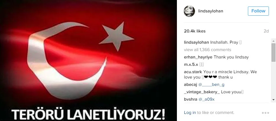 Lindsay Lohan ucapkan kata 'Inshallah' © Instagram.com/lindsaylohan