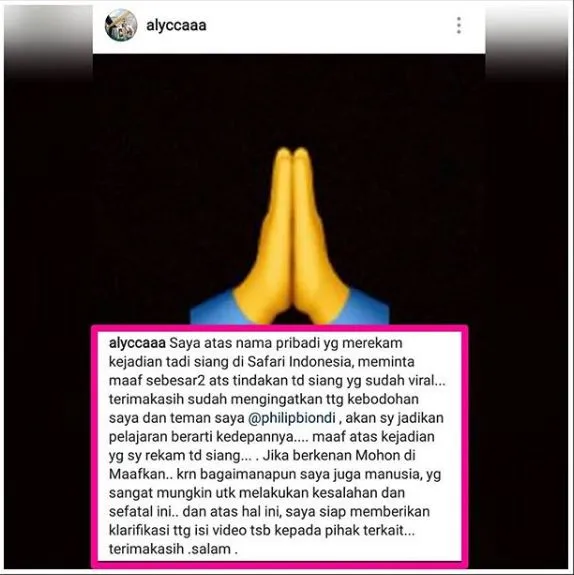 Permintaan Maaf © Instagram @Alyccaaa