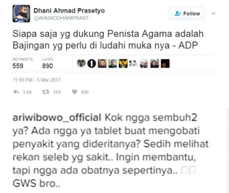 Tweet kontroversial Dhani yang jadi masalah © Twitter/ahmaddhaniprast