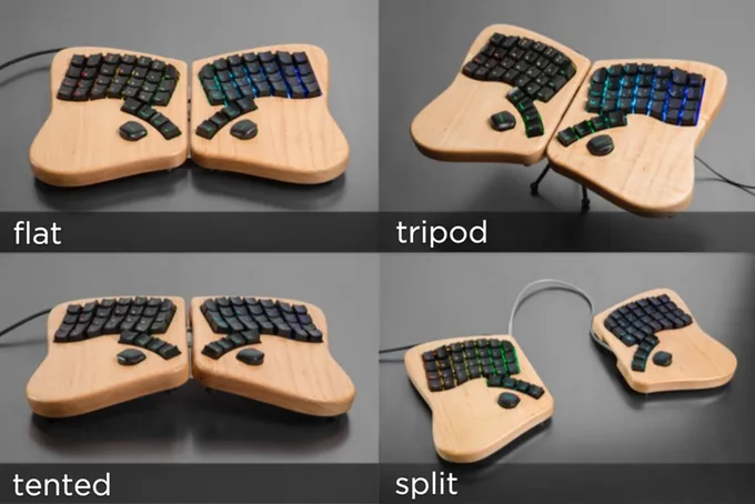 Keyboard ini adjustable sehingga dapat dinaikkan, dimiringkan, diturunkan, atau ditinggikan © kickstarter.com