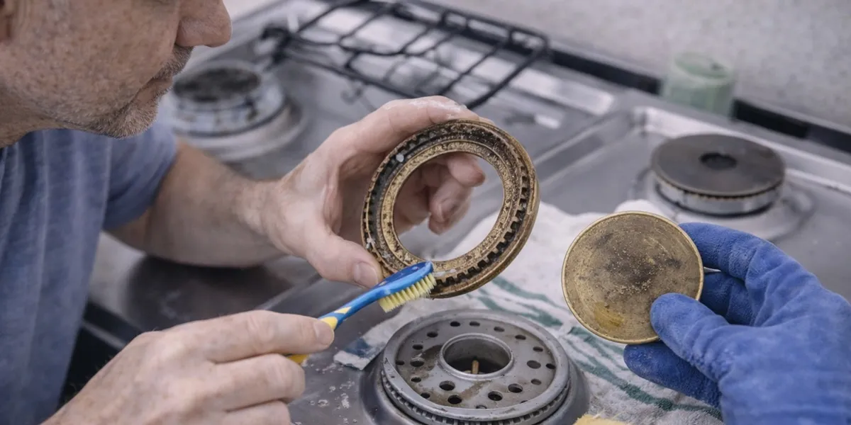 1. Membersihkan Burner dan Corong Api Kompor (c) Ilustrasi AI