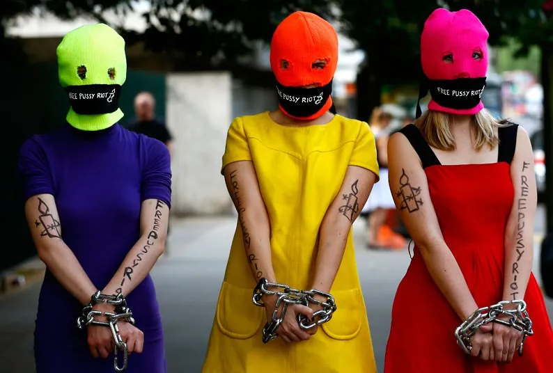 Nominasi Music Moment Of The Year, Pussy Riot's punk prayer.