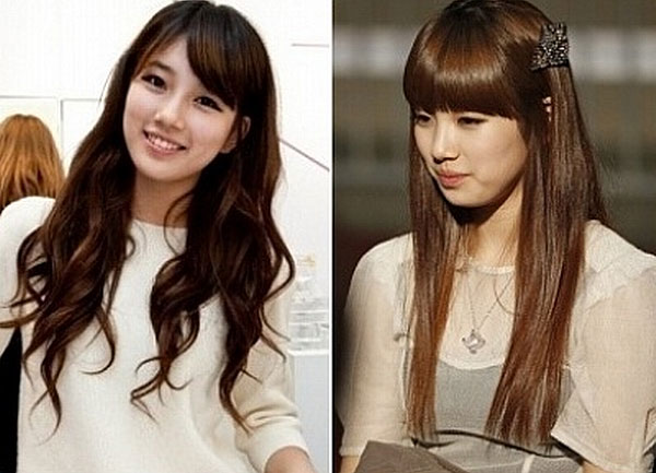 Suzy Miss A Member Girlband K Pop Rambut Lurus vs 