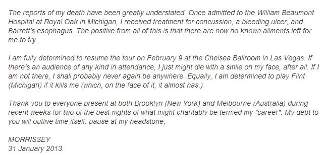 Pesan khusus dari Morrissey