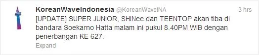Keberangkatan Super Junior, SHINee dan Teen Top | via @KoreanWaveINA