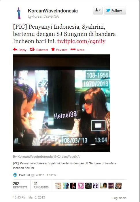 Syahrini dikabarkan bertemu dengan Sungmin di bandara Incheon | Foto: @KoreanWaveIndonesia