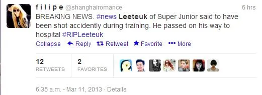 Salah satu akun yang ikut menyebarkan rumor kematian Leeteuk