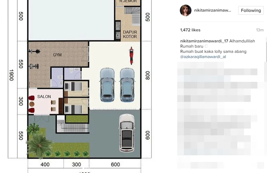 Denah rumah baru Nikita, bakal dibangun di mana? ©instagram