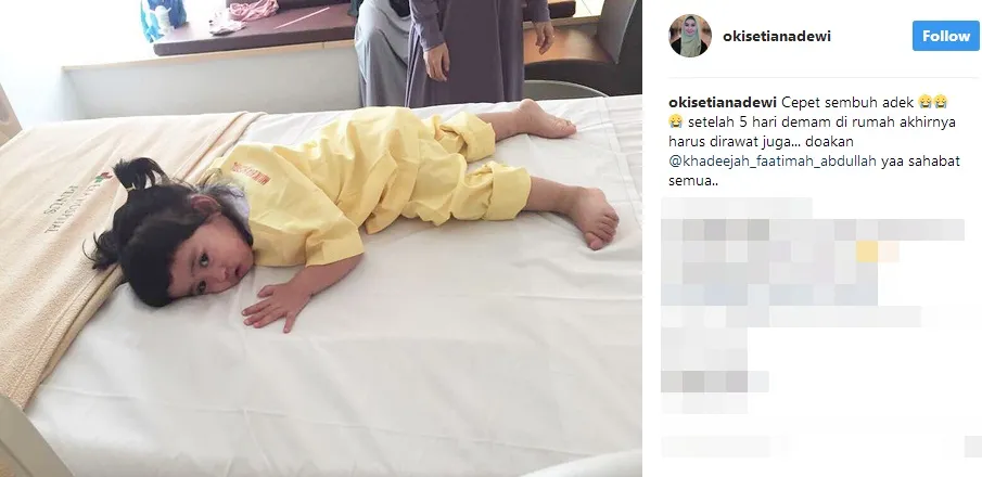 Khadeejah sakit panas ©instagram/okisetianadewi