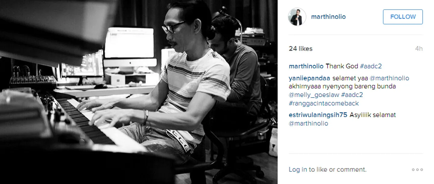 Melly Goeslaw ungkap teman duetnya untuk AADC 2 ©Instagram.com/marthinolio