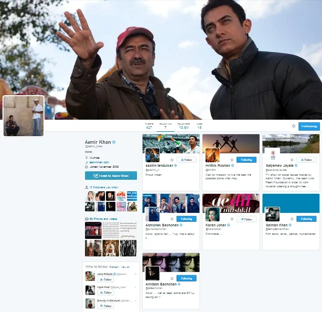 Aamir tak follow Shahrukh karena masih berseteru? ©twitter/aamir_khan