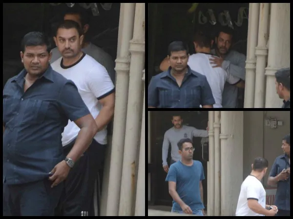 Ini dia momen saat Aamir Khan mengunjungi kediaman Salman Khan pada Kamis (7/5) @filmibeat.com