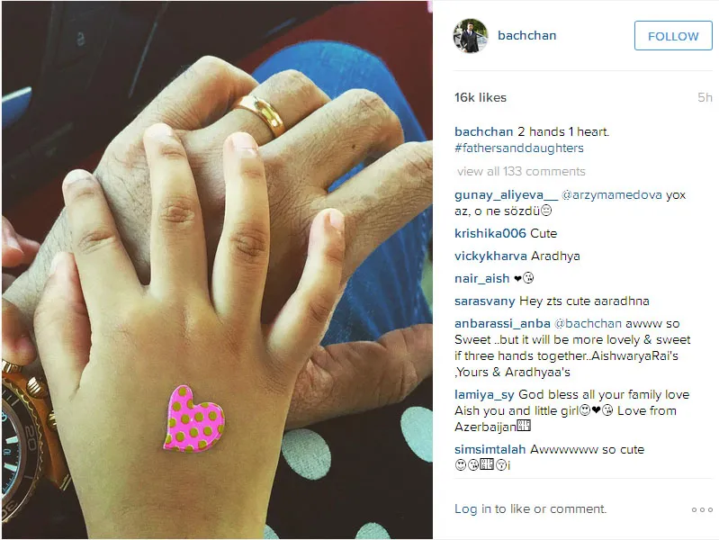 Abhi menunjukkan bukti cintanya pada sang putri © Instagram.com/bachchan
