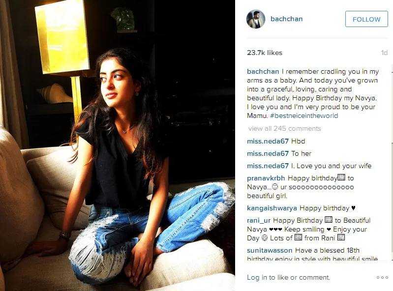 Abhishek berikan ucapan manis pada keponakan cantiknya yang berada di London © Instagram.com/bachchan