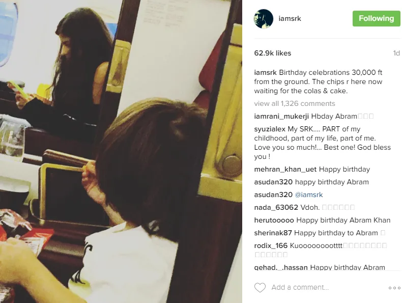 AbRam Khan rayakan ultah di atas ketinggian 9 ribu meter ©instagram/iamsrk