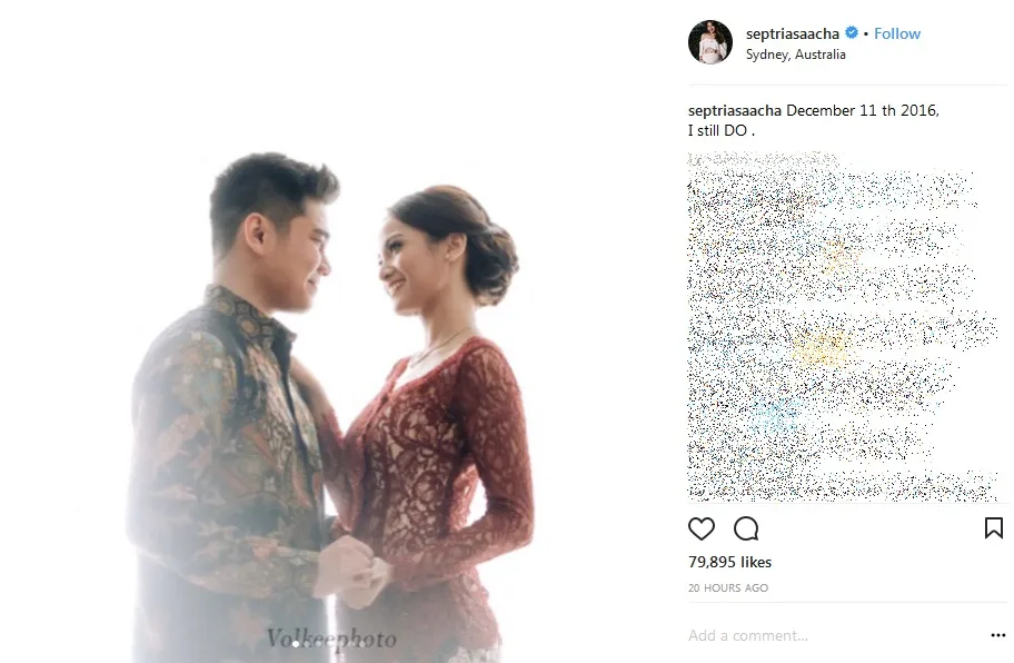 Satu tahun menikah, Acha Septriasa pamerkan deretan foto kemesraan dengan suami. Credit: via instagram.com/septriasaacha