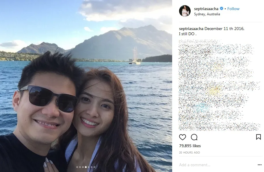 Kebersamaan manis Acha dan sang suami di Australia. Credit: via instagram.com/septriasaacha